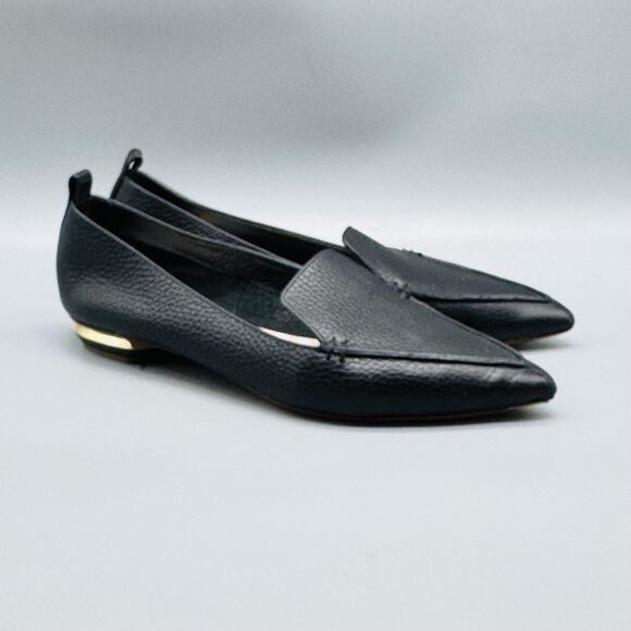 Nicholas Kirkwood Shoes Womens 9 Black Leather Beya Pointed Toe Loafers Slip On - Picture 2 of 12